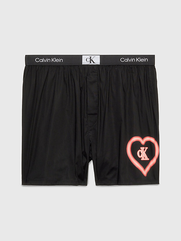 bk- neon hrt graphic_poppy red organic cotton boxer shorts - ck96 for men calvin klein