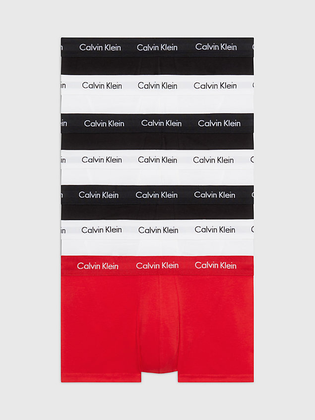 pack de 7 bóxers de tiro bajo - cotton stretch  rouge de hombres calvin klein