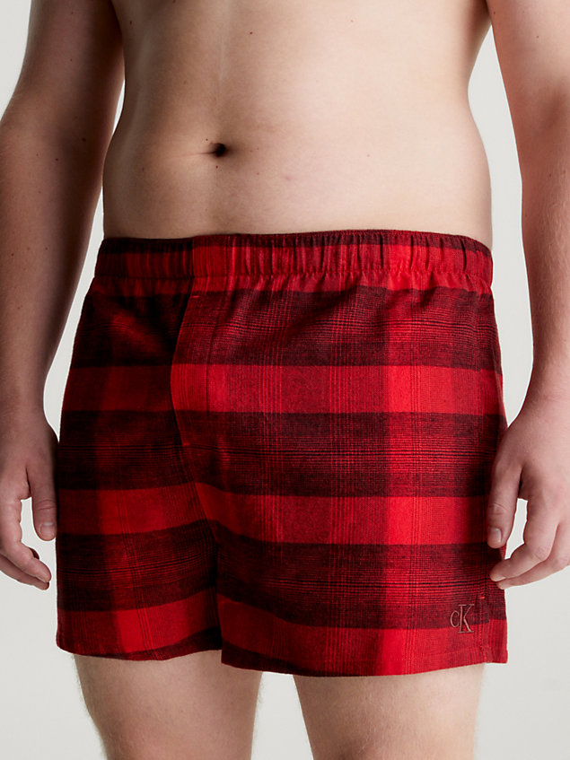 red flanelowe szorty od piżamy dla mężczyźni - calvin klein