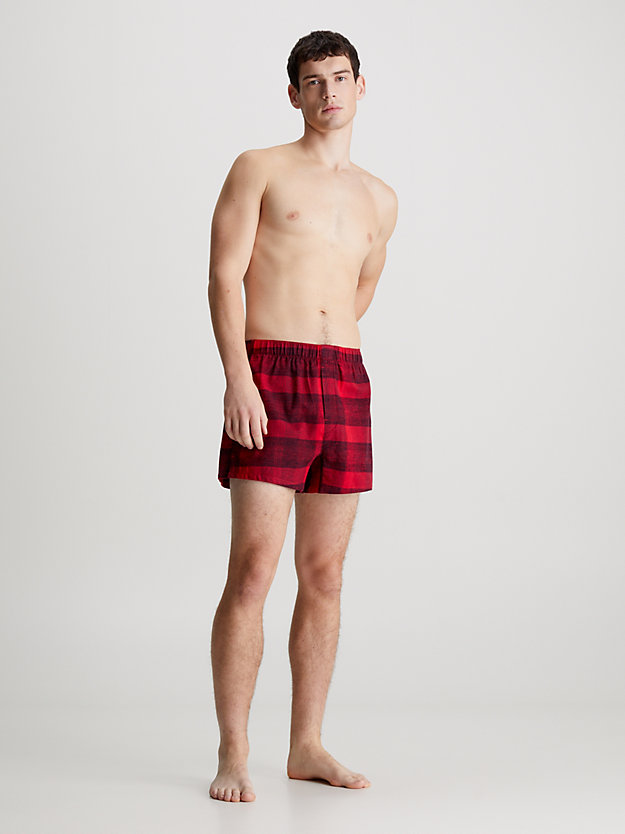 gradient chck_rouge/black pyjama-shorts aus flanell für herren - calvin klein