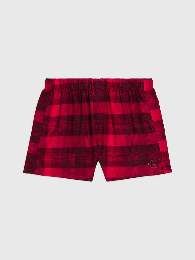 red flanelowe szorty od piżamy dla mężczyźni - calvin klein