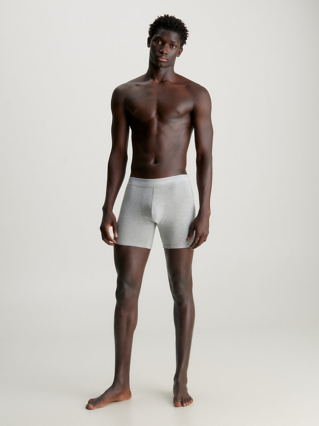 black/black/white/white/grey hthr 5-pack boxers lang - cotton stretch voor heren - calvin klein