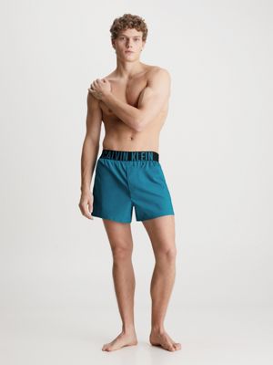 Calvin Klein Slim Fit Woven Boxer in Blue for Men