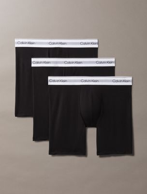  black 3 pack long boxer briefs - modern air for men calvin klein