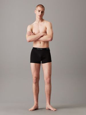 black 3 pack trunks - cotton classics for men calvin klein