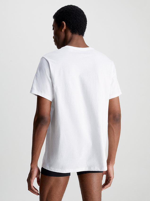 white zestaw 3 par t-shirtów - cotton classics dla mężczyźni - calvin klein