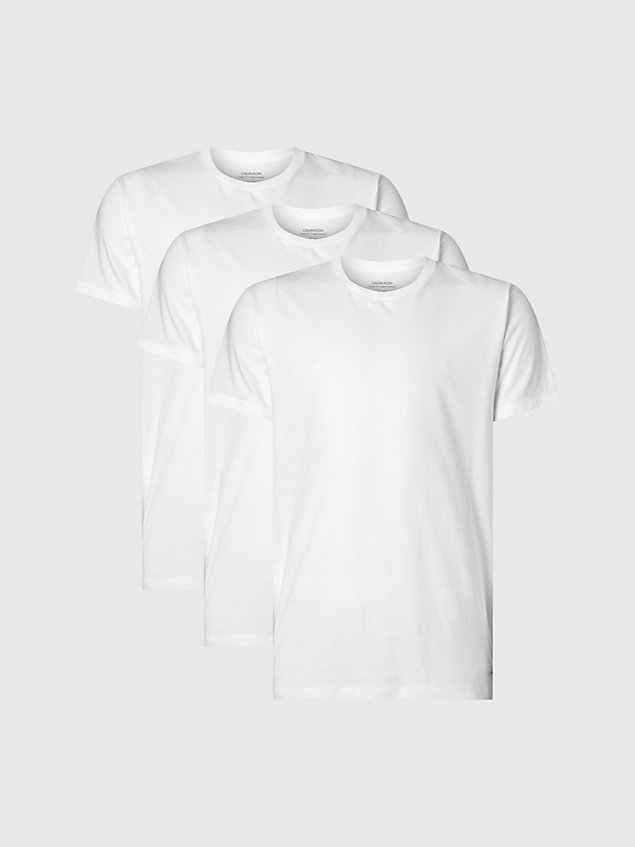 white zestaw 3 par t-shirtów - cotton classics dla mężczyźni - calvin klein