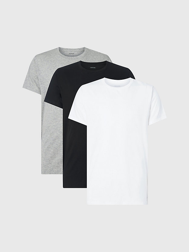 black/white/grey heather 3 pack t-shirts - cotton classics for men calvin klein
