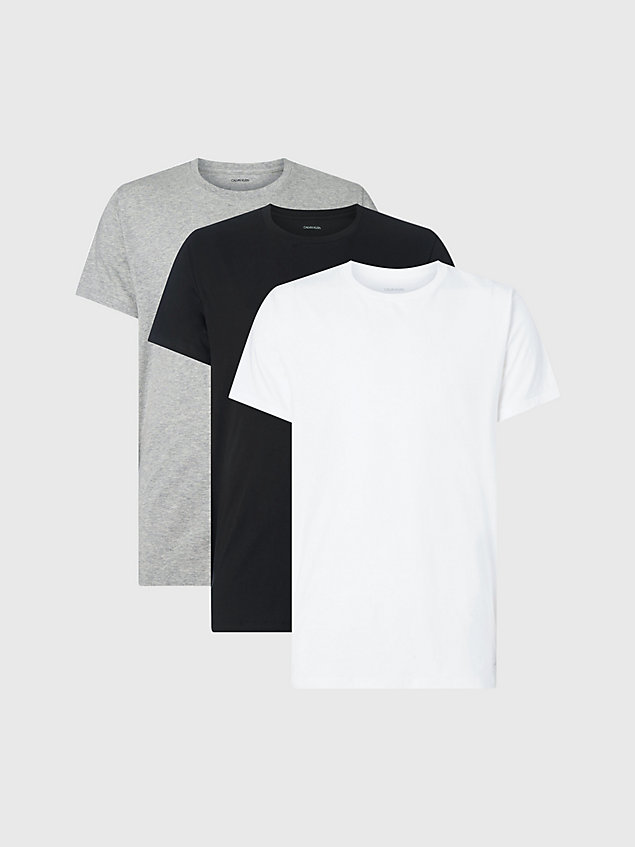 grey zestaw 3 par t-shirtów - cotton classics dla mężczyźni - calvin klein