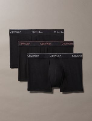  silver lurex lgs 3 pack low rise trunks - modern cotton for men calvin klein