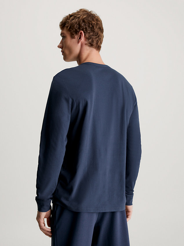 t-shirt a maniche lunghe lounge - modern structure blue da uomo calvin klein