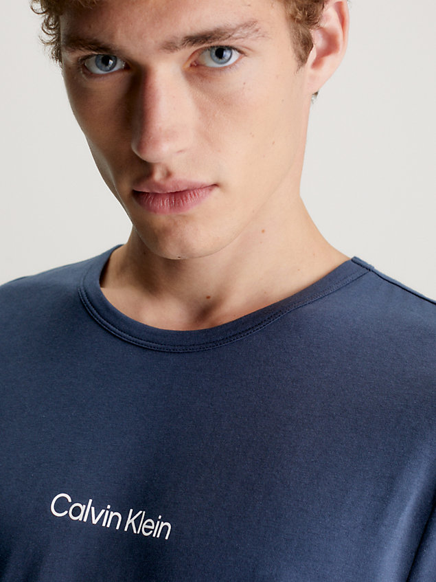 blue lounge long-sleeve t-shirt - modern structure for men calvin klein