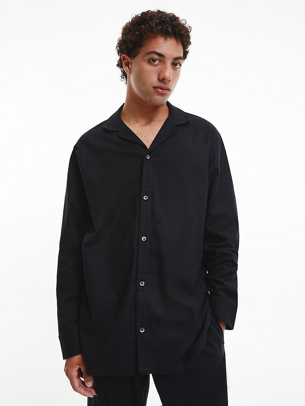 BLACK Flannel Pyjama Top undefined men Calvin Klein