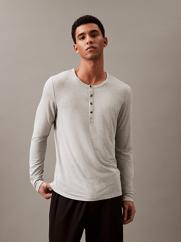 grey heather long sleeve pyjama top - ultra soft modern for men calvin klein