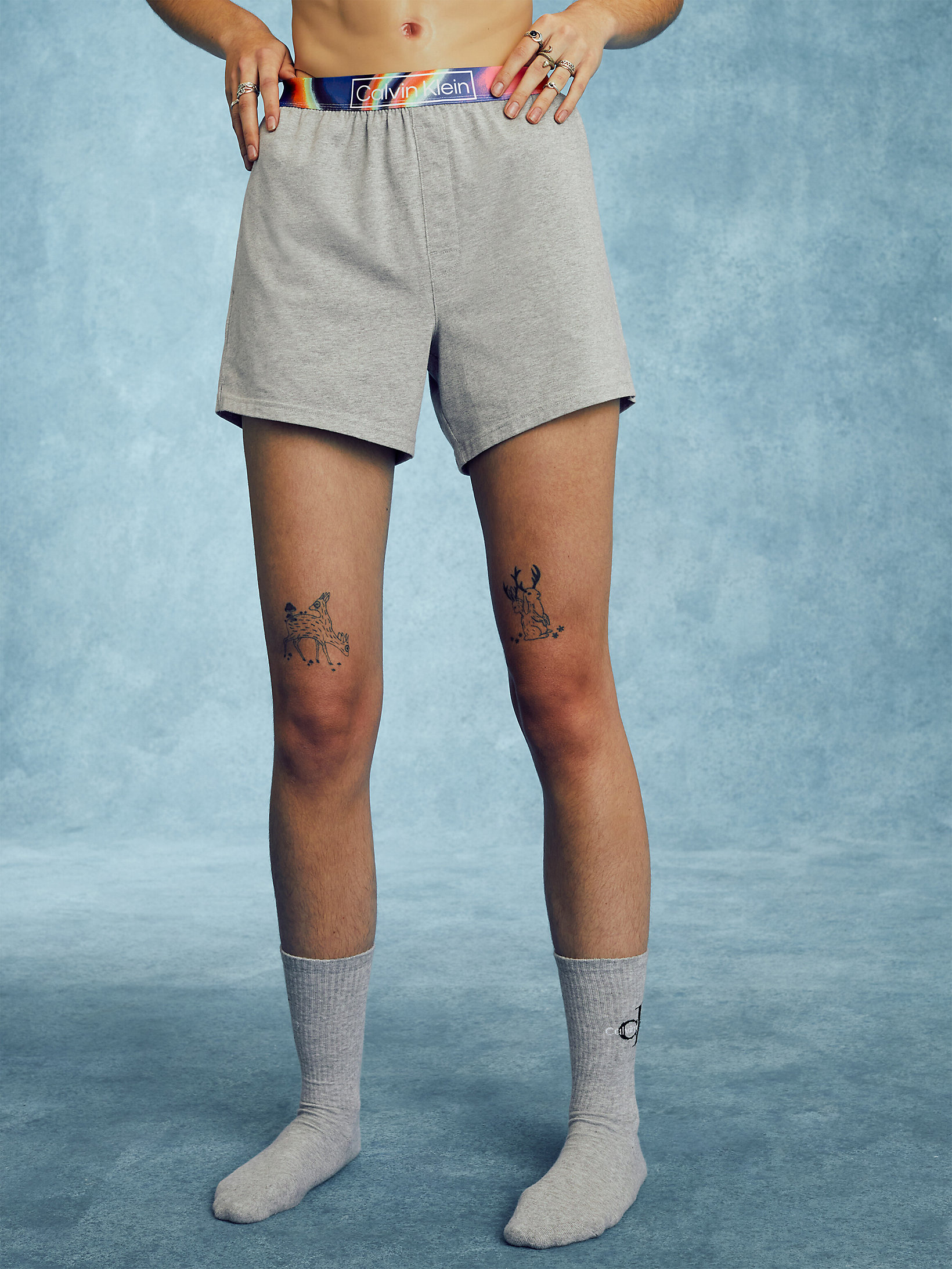 Grey Heather Lounge Shorts - Pride undefined men Calvin Klein