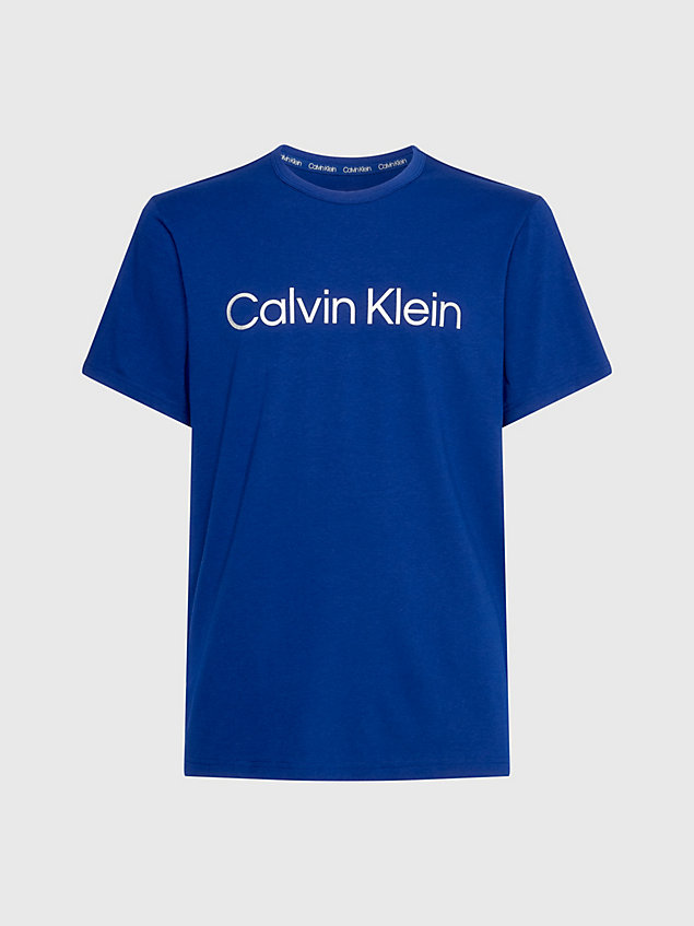 t-shirt lounge - steel cotton blue da uomo calvin klein