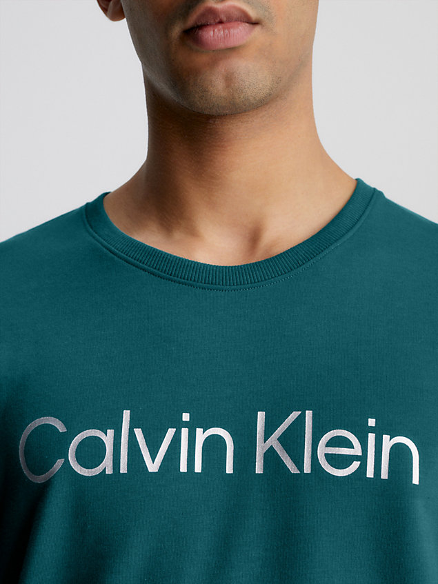 green lounge sweatshirt - steel cotton for men calvin klein
