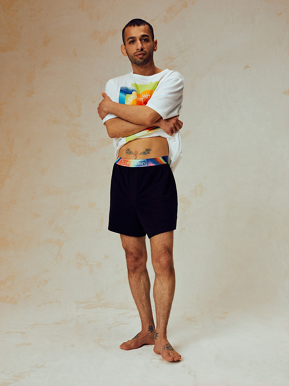 WHITE TOP/ BLACK BOTTOM Shorts Pyjama Set - Pride undefined men Calvin Klein