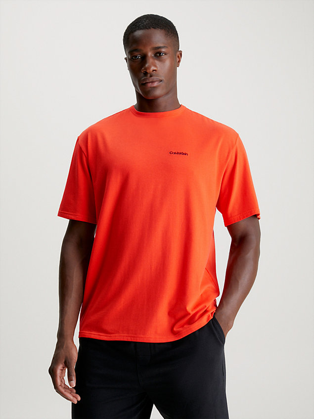t-shirt lounge - modern cotton orange da uomo calvin klein