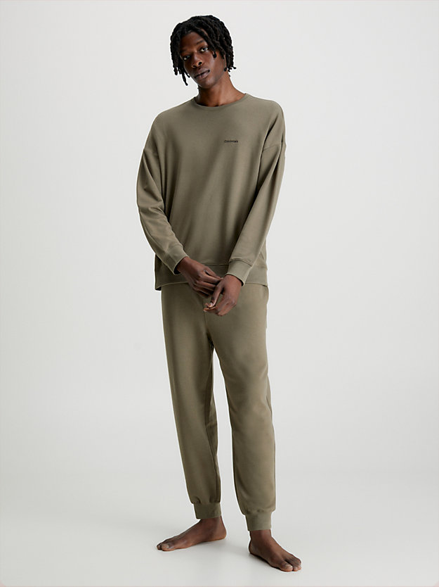 gray olive lounge sweatshirt - modern cotton for men calvin klein