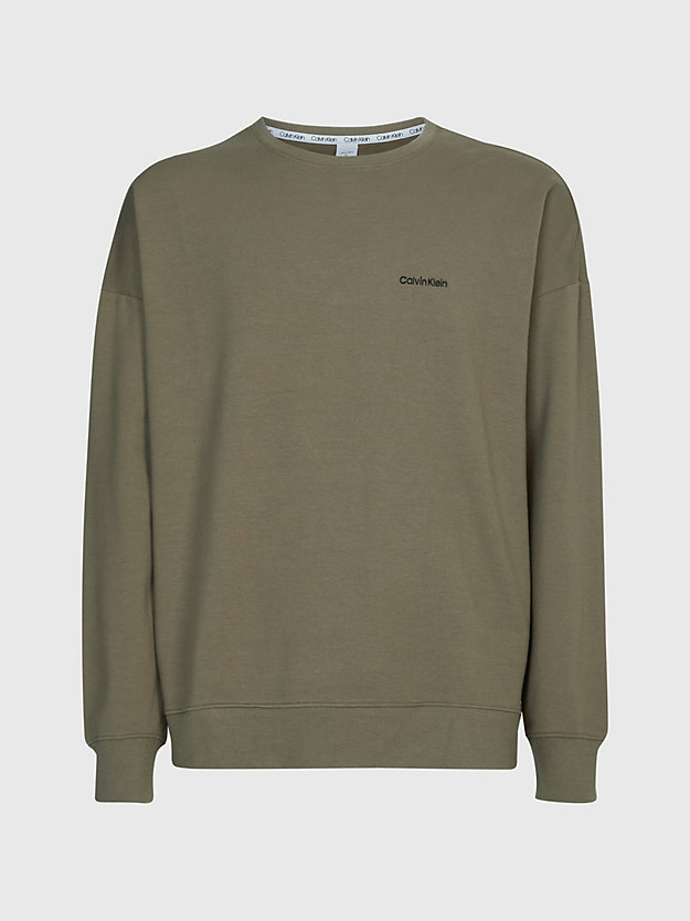 gray olive lounge sweatshirt - modern cotton for men calvin klein