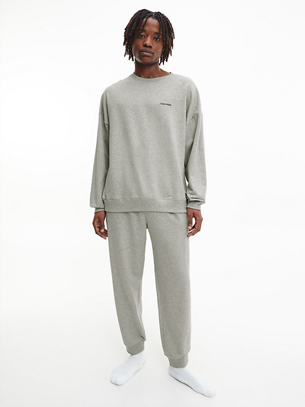 grey heather lounge sweatshirt - modern cotton for men calvin klein