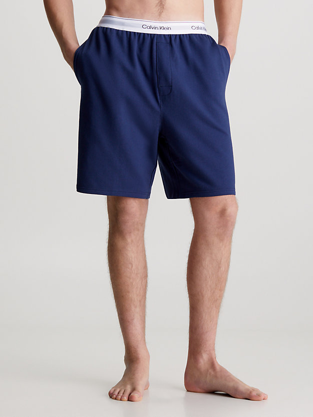 blue shadow lounge shorts - modern cotton terry for men calvin klein