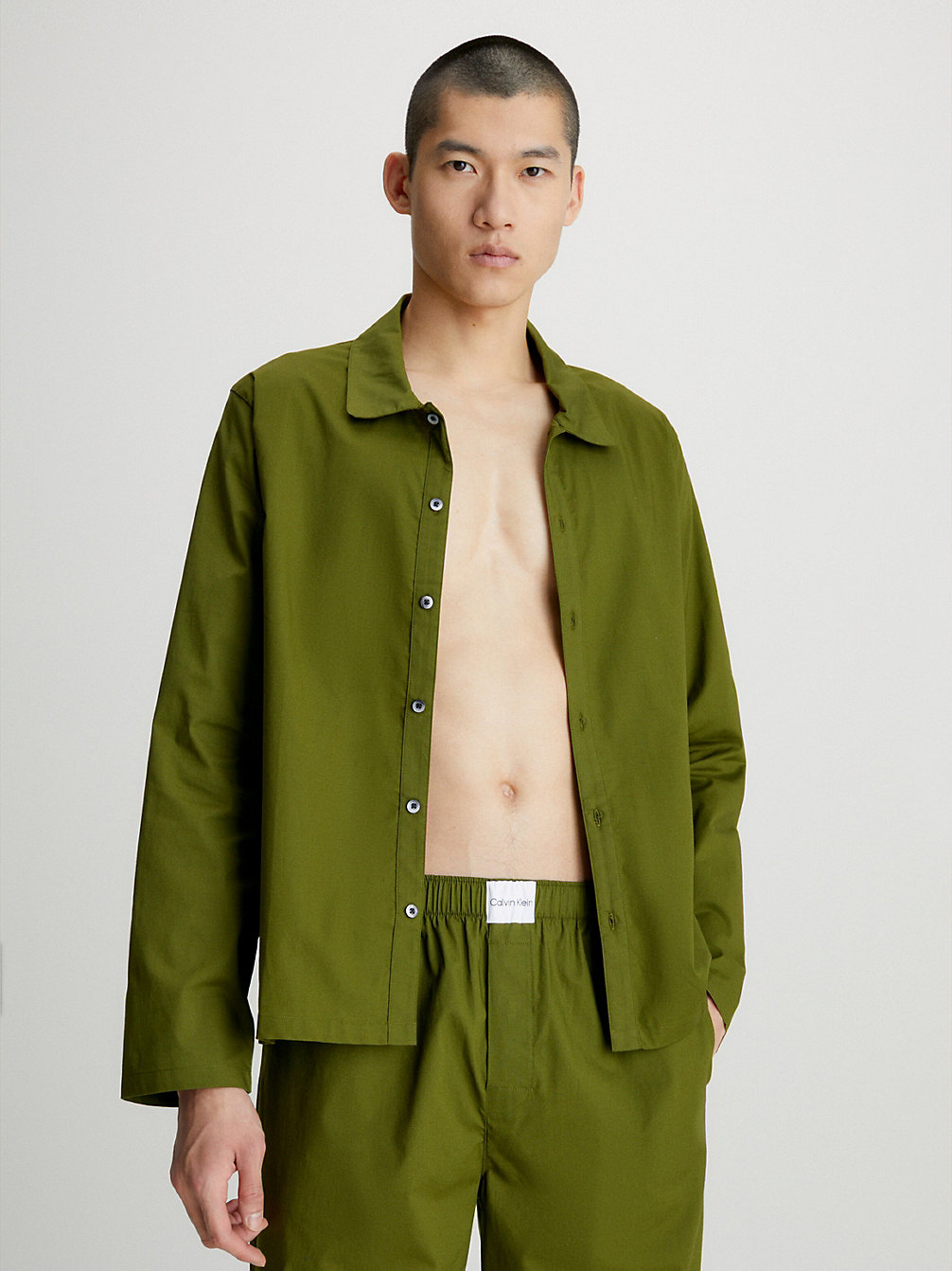 HELICOPTER GREEN Pyjama Top - Pure Cotton undefined men Calvin Klein
