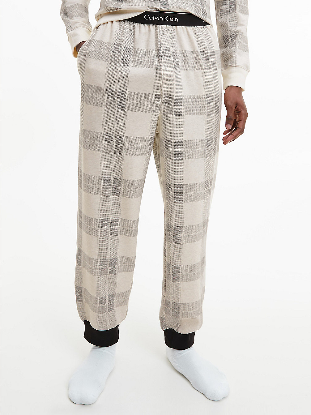 TEXTURED PLAID_OATMEAL HEATER Lounge Joggers undefined men Calvin Klein