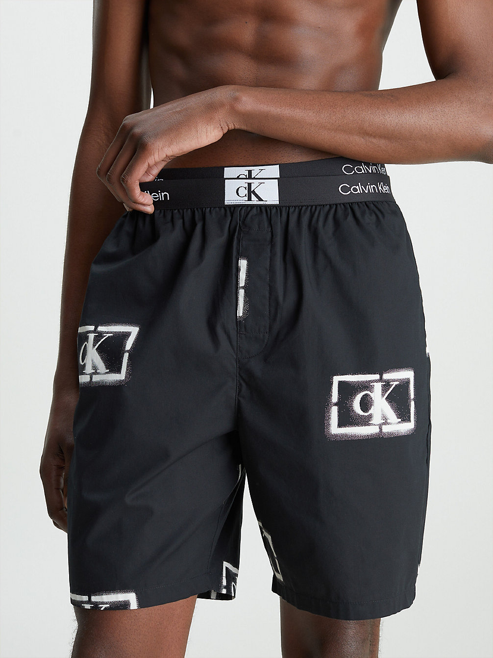STENCIL LOGO PRINT_BLACK Pyjama-Shorts Aus Bio-Baumwolle - Ck96 undefined Herren Calvin Klein