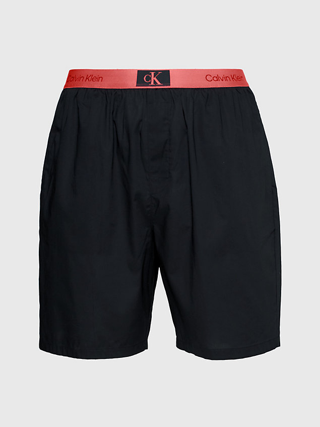 black organic cotton pyjama shorts - ck96 for men calvin klein