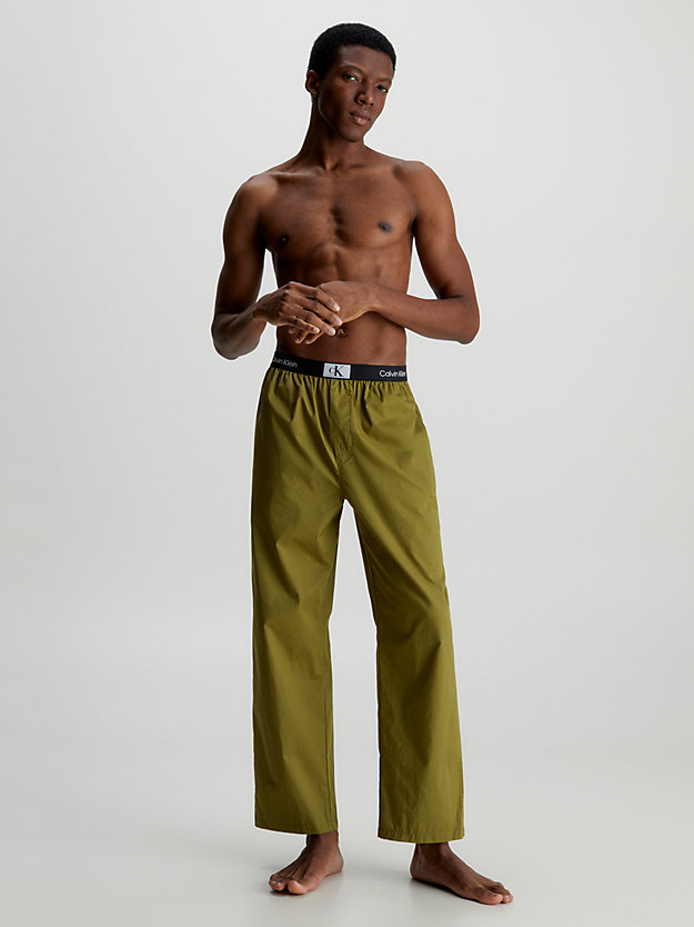 olive branch spodnie od piżamy z bawełny organicznej - ck96 dla mężczyźni - calvin klein