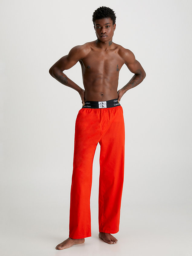 red organic cotton pyjama pants - ck96 for men calvin klein
