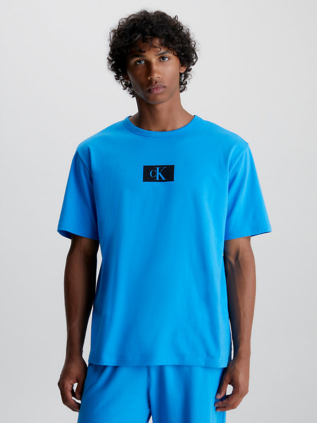 blue organic cotton lounge t-shirt - ck96 for men calvin klein