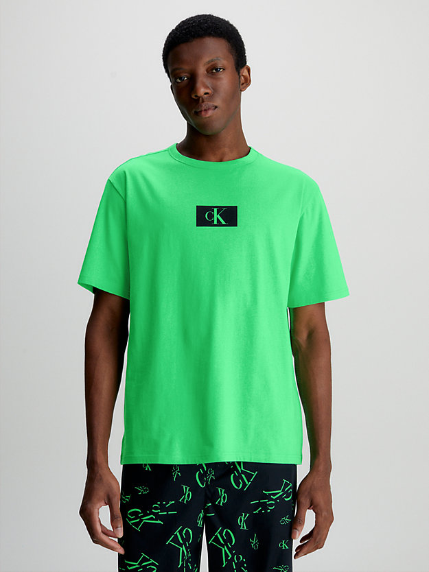 island green t-shirt po domu z bawełny organicznej - ck96 dla mężczyźni - calvin klein