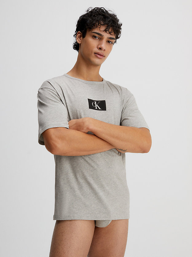 grey heather organic cotton lounge t-shirt - ck96 for men calvin klein