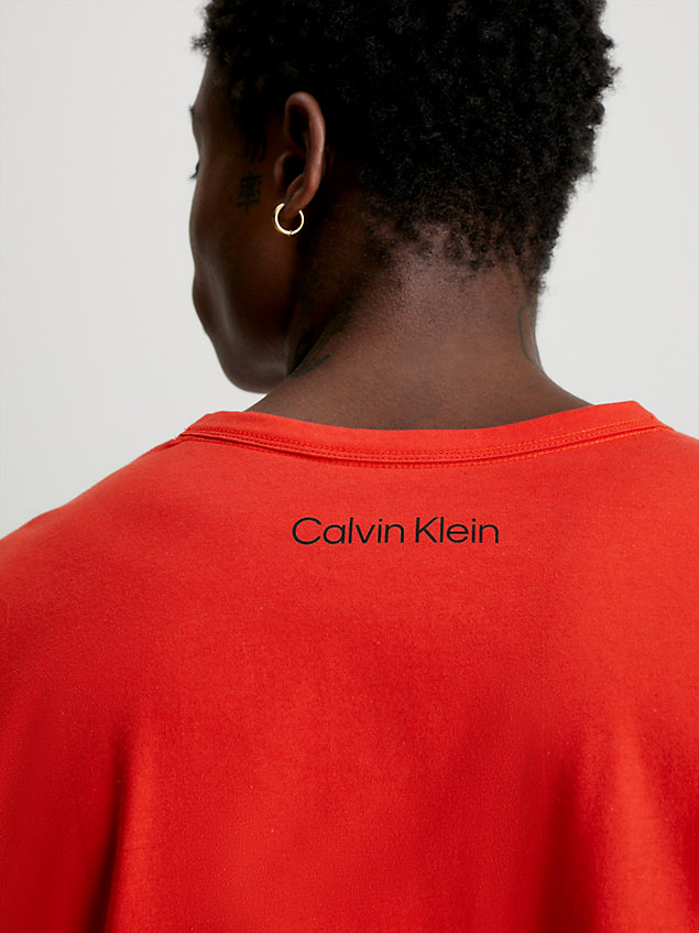 red t-shirt po domu z bawełny organicznej - ck96 dla mężczyźni - calvin klein