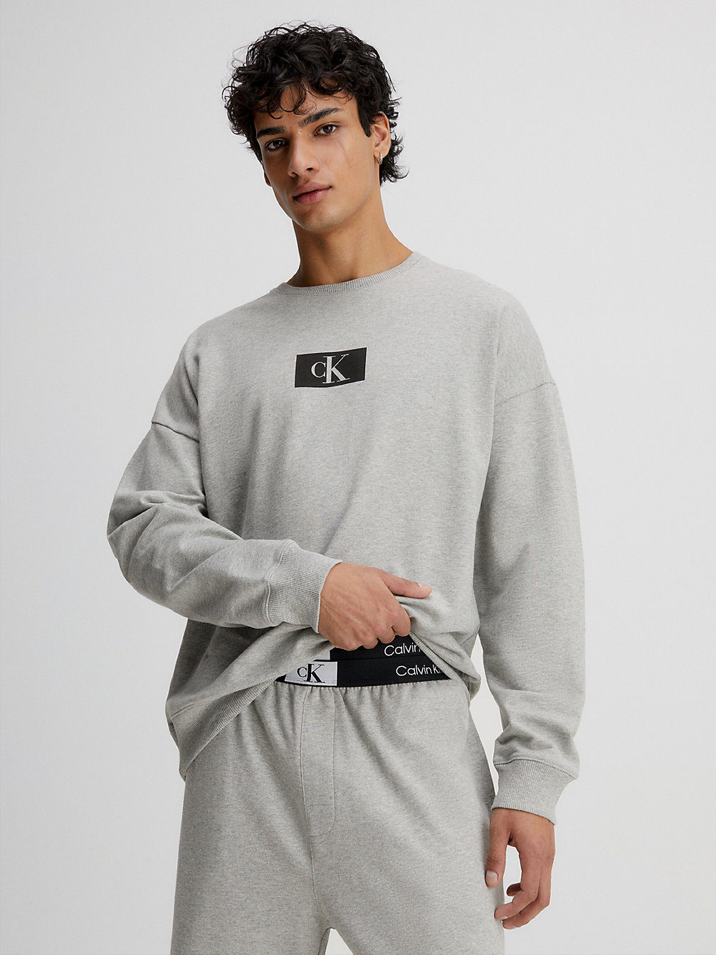 GREY HEATHER Lounge Sweatshirt - Ck96 undefined heren Calvin Klein