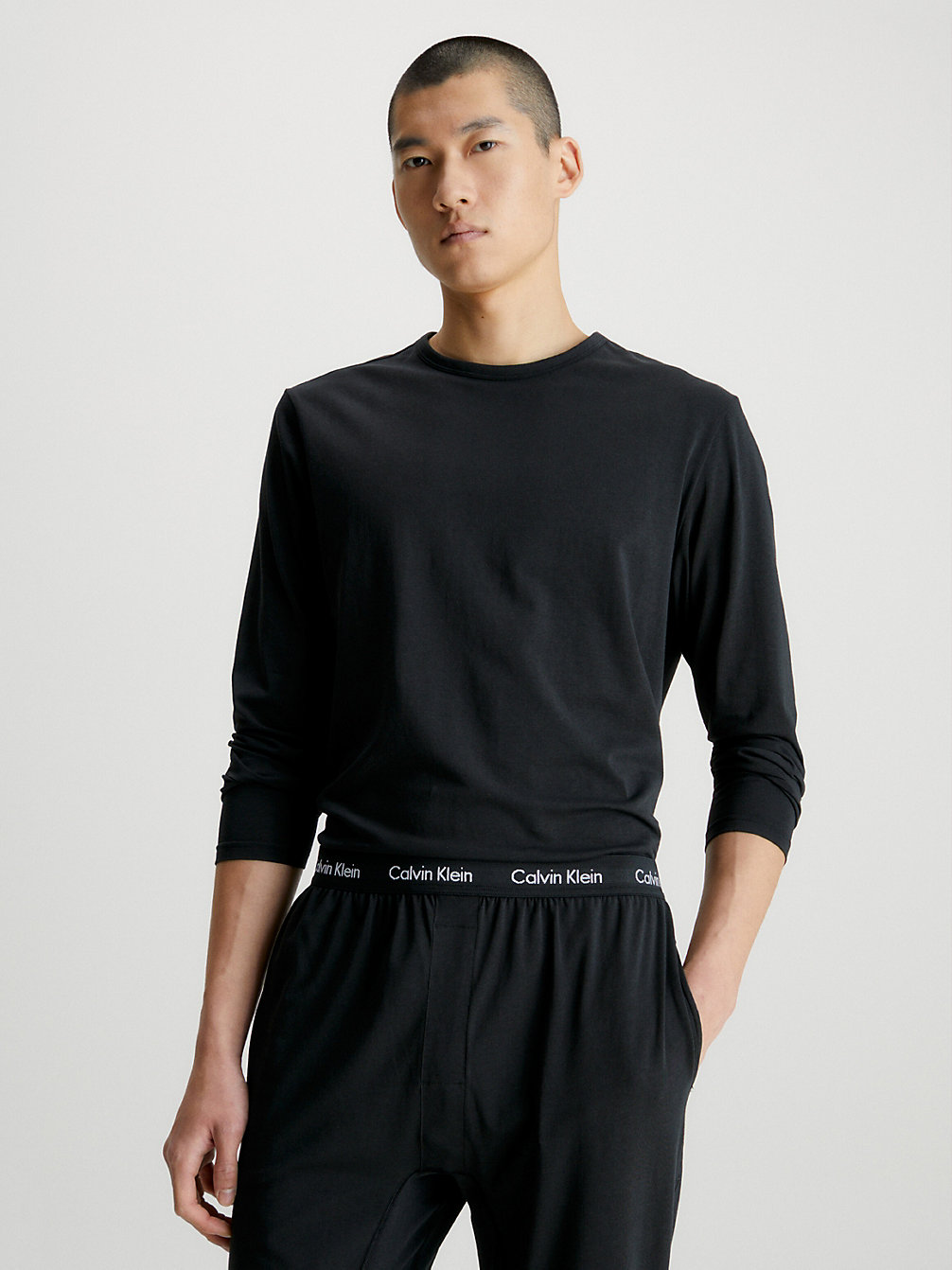 BLACK Haut De Pyjama Manches Longues - Cotton Stretch undefined hommes Calvin Klein