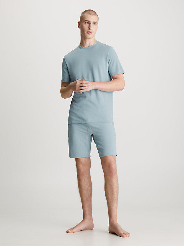 blue shorts-pyjama-set - cotton stretch für herren - calvin klein