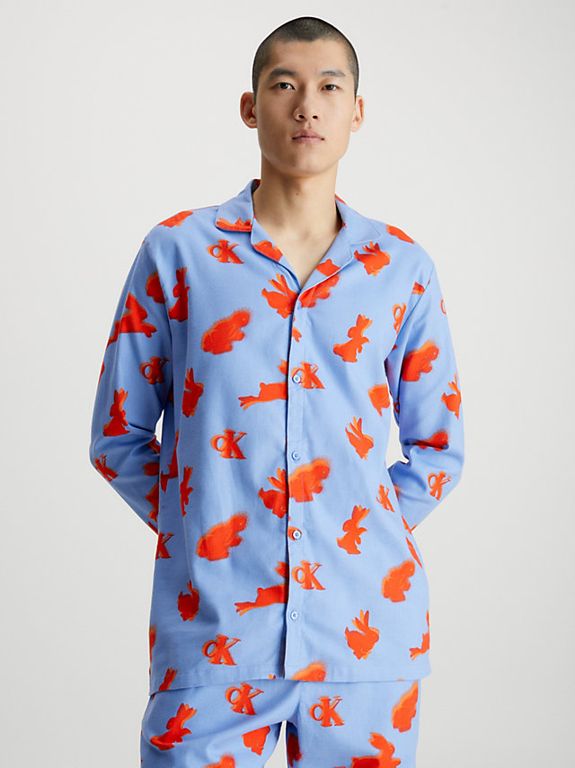 Lny Rabbit Print Big_hydrangea Flannel Pyjama Top undefined men Calvin Klein