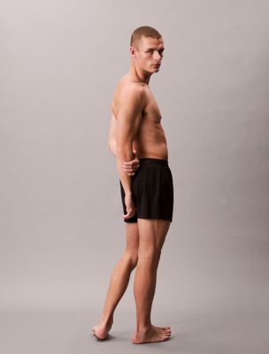black lounge slim knit boxers - ck black for men calvin klein