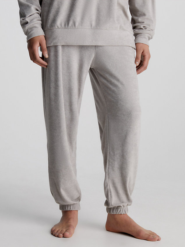 grey soft towelling lounge joggers for men calvin klein
