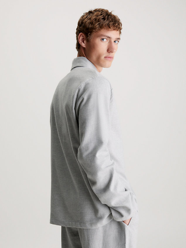 grey pyjama-top aus flanell für herren - calvin klein