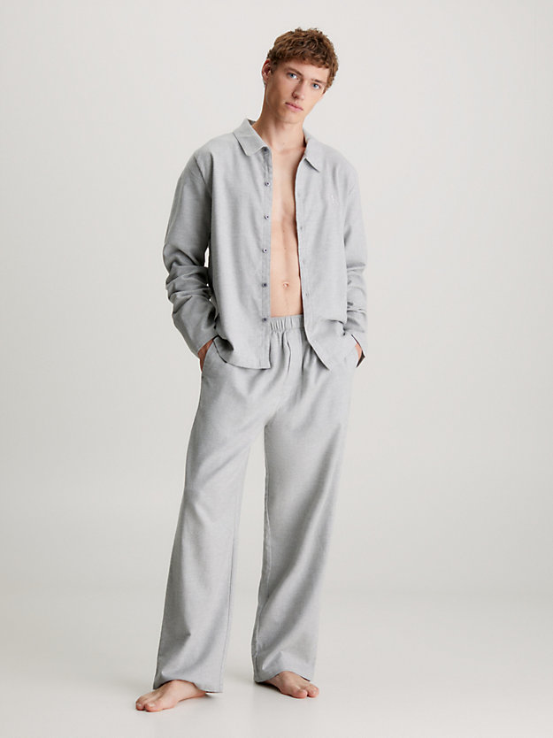 grey heather flannel pyjama top for men calvin klein