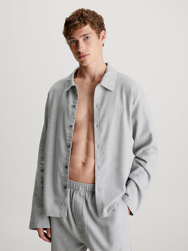 grey heather pyjama-top aus flanell für herren - calvin klein