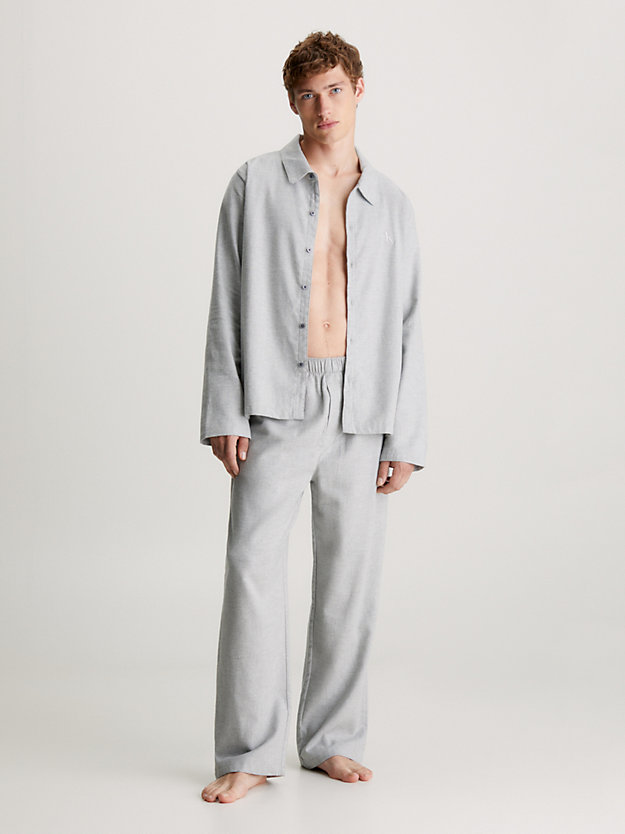 grey heather flanelowe spodnie od piżamy dla mężczyźni - calvin klein
