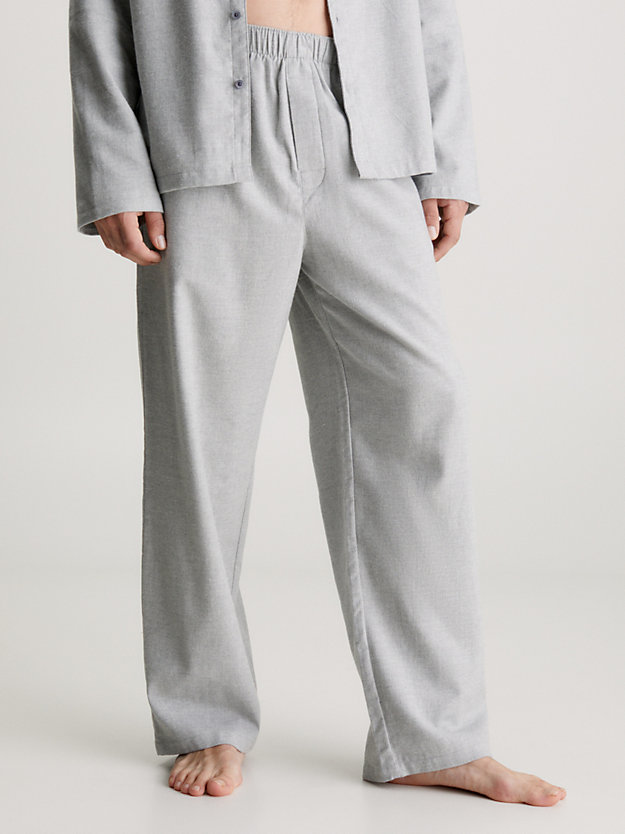 grey heather flanelowe spodnie od piżamy dla mężczyźni - calvin klein