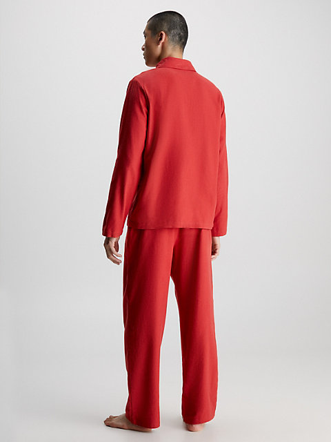 red flannel pants pyjama set for men calvin klein