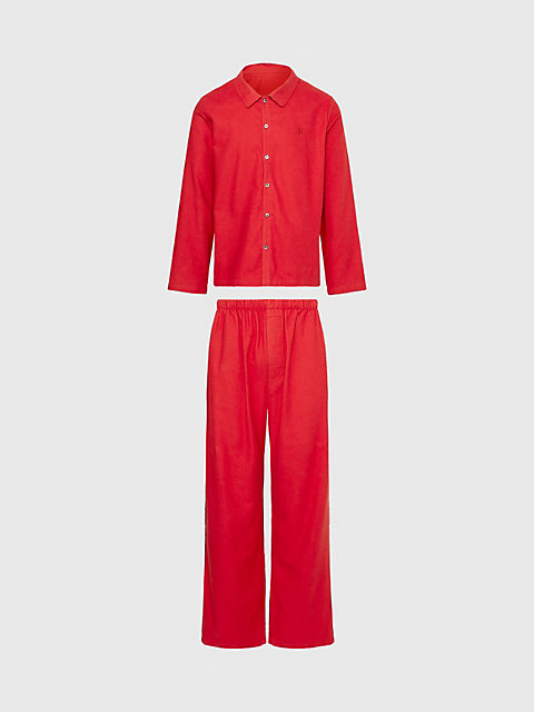 ensemble de pyjama long en flanelle red pour hommes calvin klein